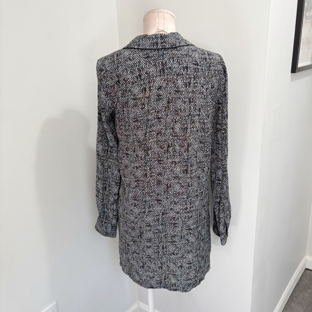 🌷Sale* A.L.C. 100% Silk Mini Dress Size Small Pajama Shirt Dress Gray Pattern - Picture 2 of 15